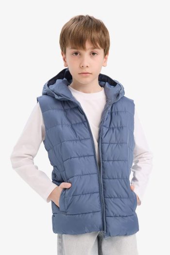 Boys' Water-Resistant Hooded Zip-Up Puffer Vest