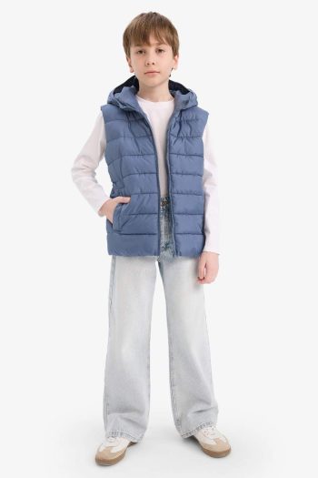 Boys' Water-Resistant Hooded Zip-Up Puffer Vest