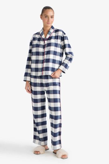 Regular Fit Checkered Long Sleeve Pajama Set