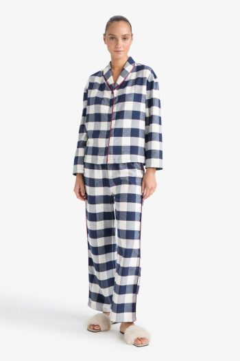 Regular Fit Checkered Long Sleeve Pajama Set