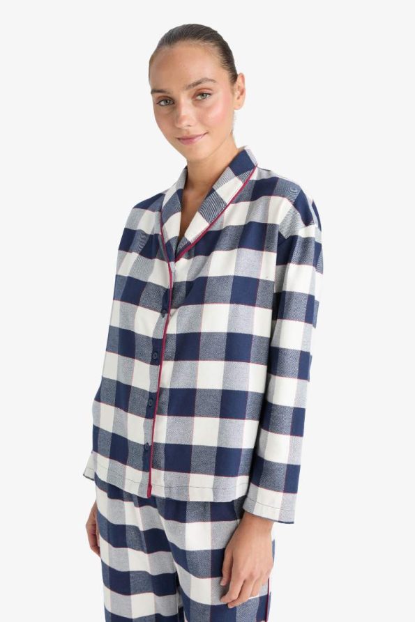 Regular Fit Checkered Long Sleeve Pajama Set