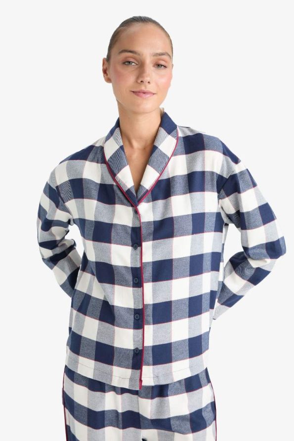Regular Fit Checkered Long Sleeve Pajama Set