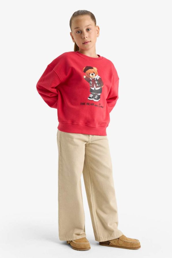 Girls' Oversized Wide Fit Printed Sweatshirt
