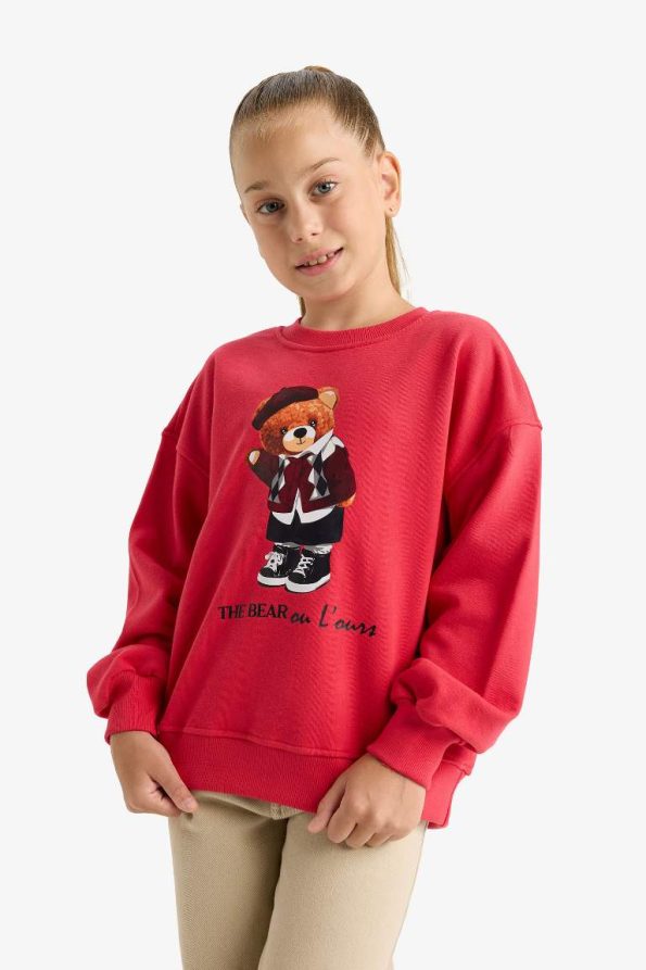 Girls' Oversized Wide Fit Printed Sweatshirt