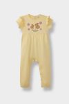 Newborn Baby Girl Printed Ribbed Cotton Short Sleeve Romper