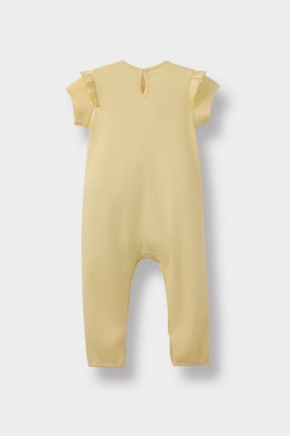 Newborn Baby Girl Printed Ribbed Cotton Short Sleeve Romper