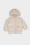 Girls' Waterproof Hooded Patterned Zip-Up Puffer Jacket