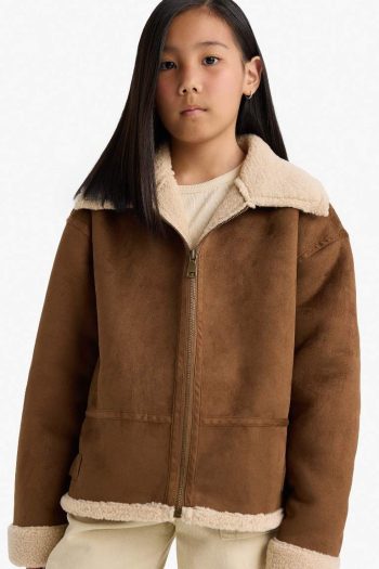 Girls' Plush Lined Zipper Jacket
