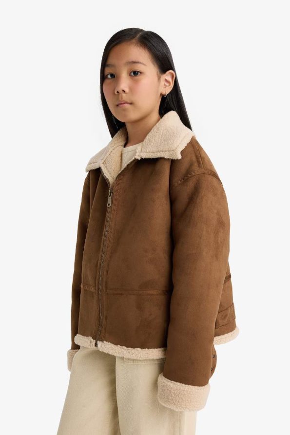 Girls' Plush Lined Zipper Jacket