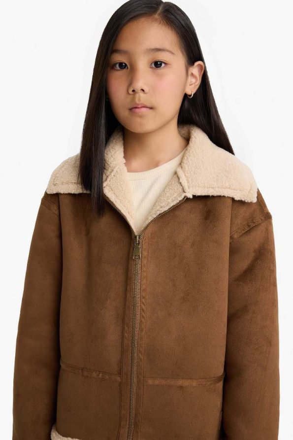 Girls' Plush Lined Zipper Jacket