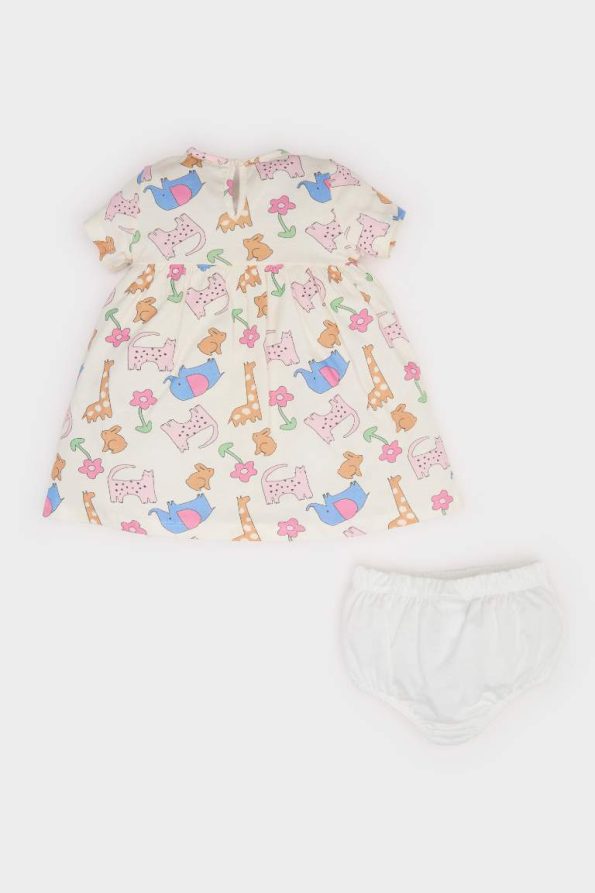 Girls' Baby 2-Piece Animal Print Ribbed Dress and Panty Set