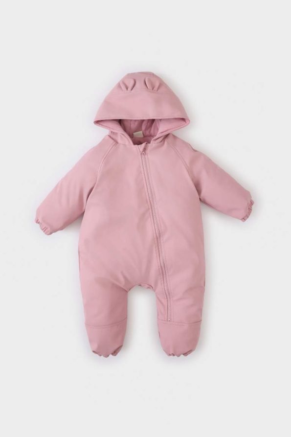 Girls' Waterproof Hooded Zip-Up Snowsuit