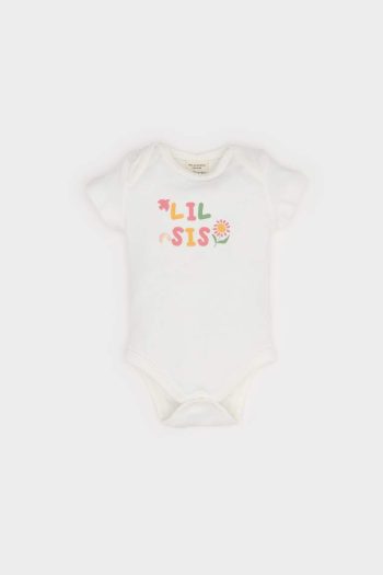 Baby Girl Newborn Short Sleeve Printed Bodysuit