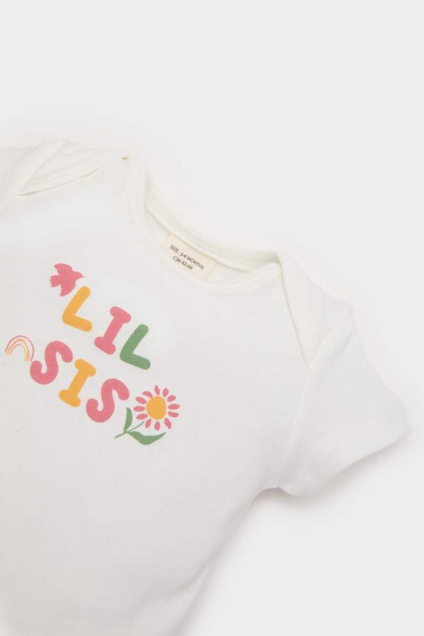 Baby Girl Newborn Short Sleeve Printed Bodysuit