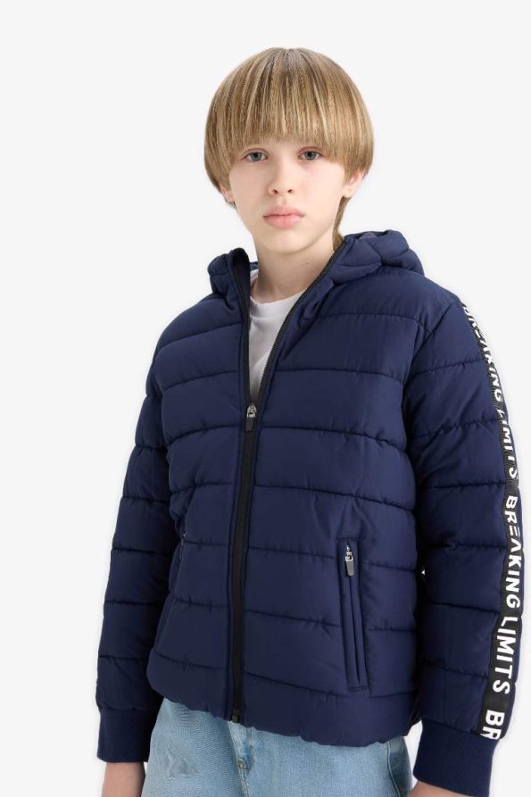 Boys' Water-Resistant Hooded Fleece-Lined Puffer Jacket