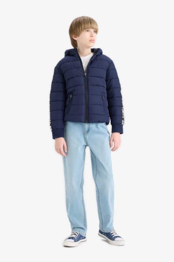 Boys' Water-Resistant Hooded Fleece-Lined Puffer Jacket