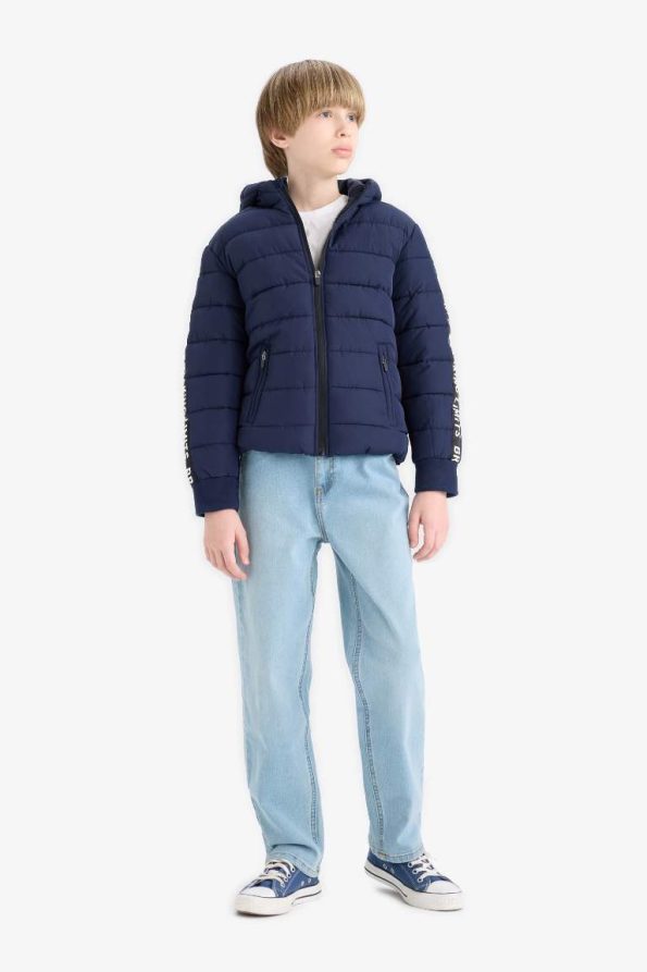 Boys' Water-Resistant Hooded Fleece-Lined Puffer Jacket