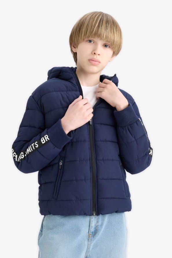 Boys' Water-Resistant Hooded Fleece-Lined Puffer Jacket