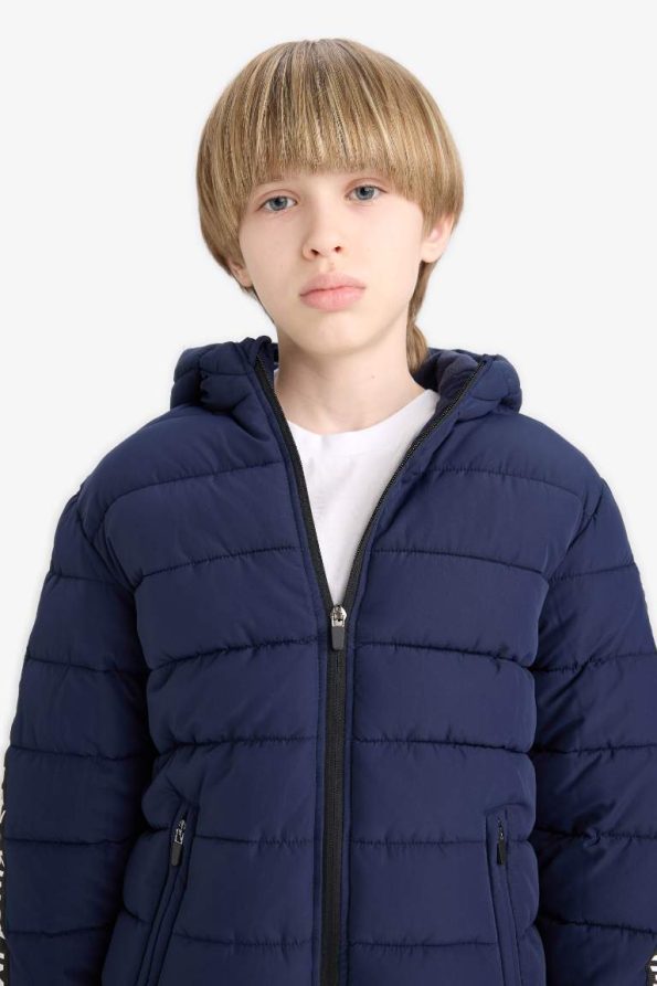 Boys' Water-Resistant Hooded Fleece-Lined Puffer Jacket