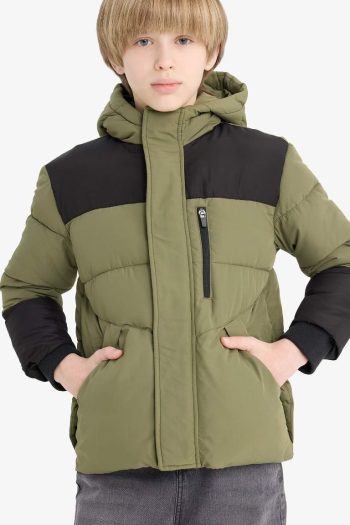 Boys' Waterproof Hooded Zip-Up Puffer Jacket