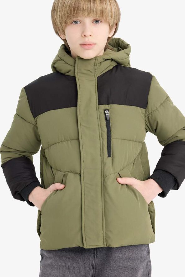 Boys' Waterproof Hooded Zip-Up Puffer Jacket