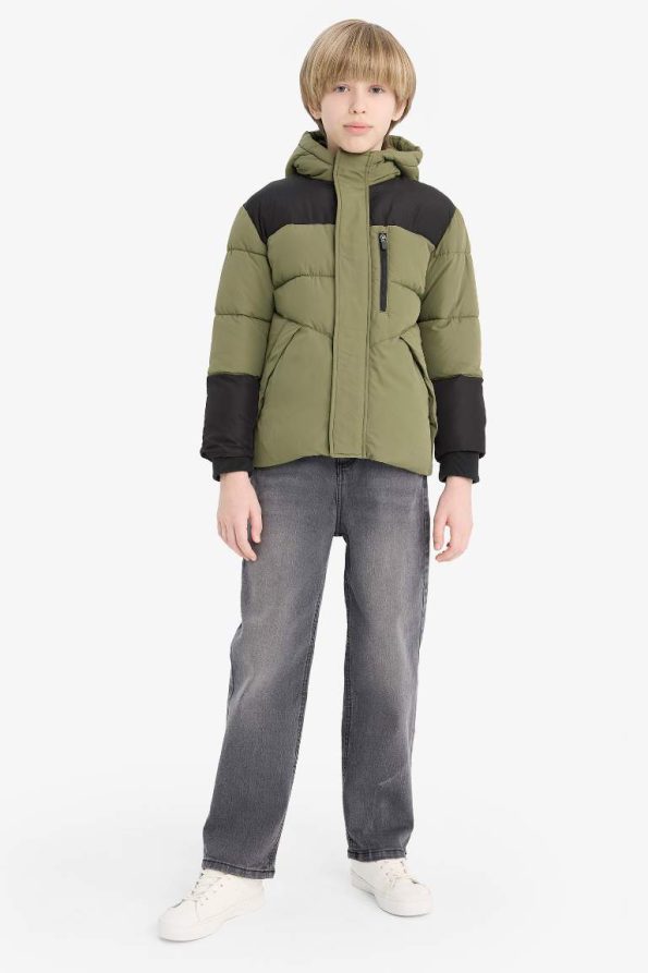 Boys' Waterproof Hooded Zip-Up Puffer Jacket