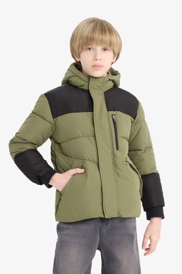 Boys' Waterproof Hooded Zip-Up Puffer Jacket