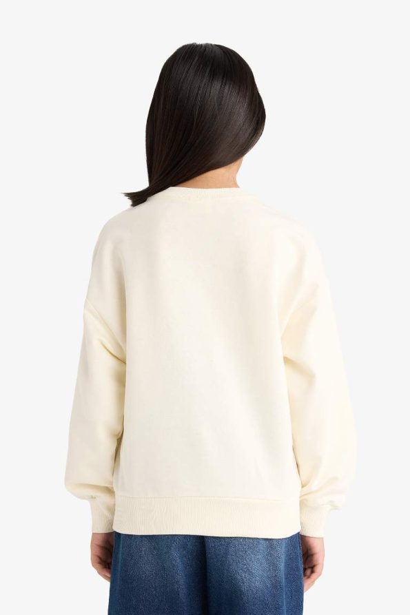 Girls' Relaxed Fit Printed Crew Neck Sweatshirt