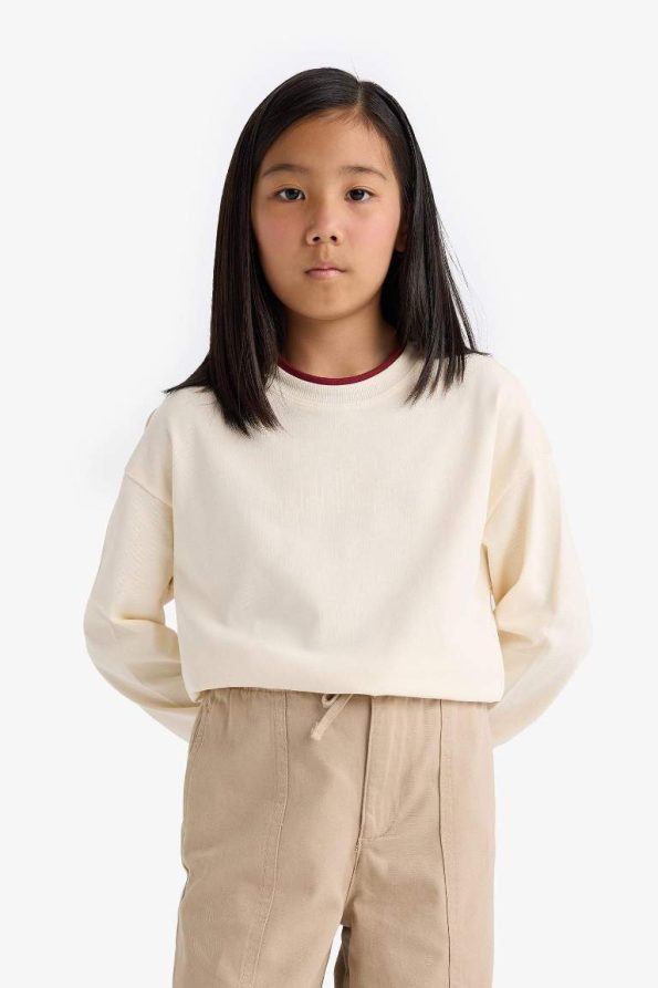 Girls' Relax Fit Crew Neck Long Sleeve School T-Shirt