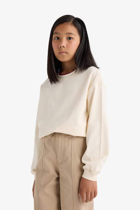 Girls' Relax Fit Crew Neck Long Sleeve School T-Shirt