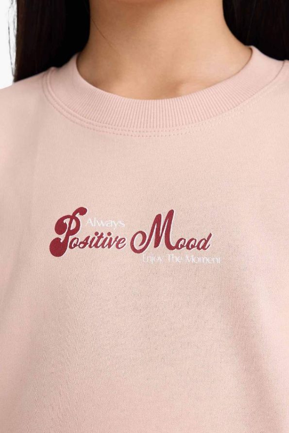 Girls' Relaxed Fit Printed Crew Neck Sweatshirt