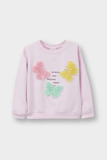 Girls' Soft Fleece Lined Printed Sweatshirt