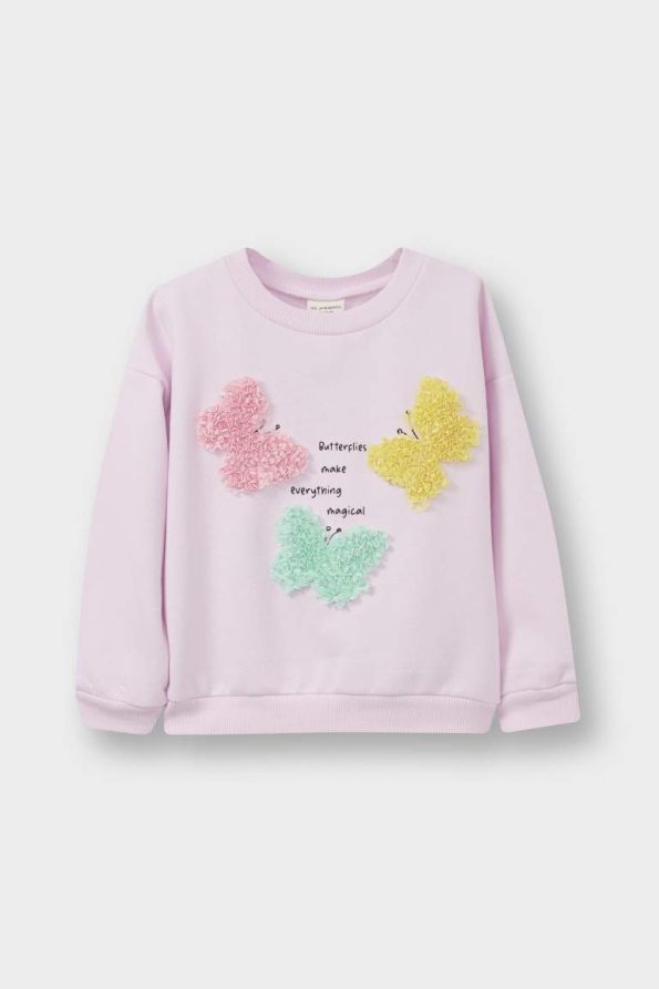 Girls' Soft Fleece Lined Printed Sweatshirt