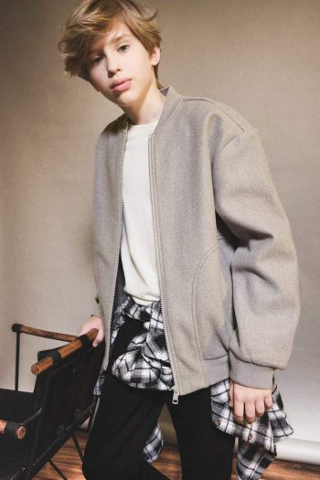 Boys' College Style Zip-Up Bomber Jacket