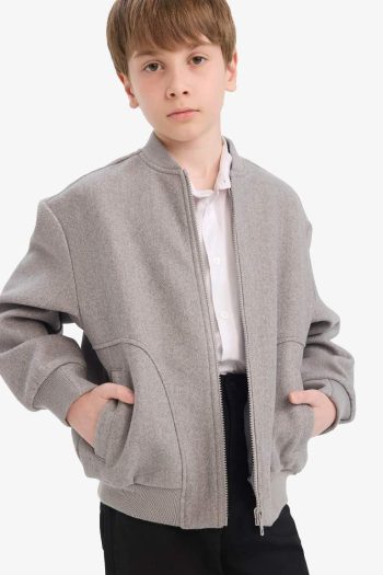 Boys' College Style Zip-Up Bomber Jacket