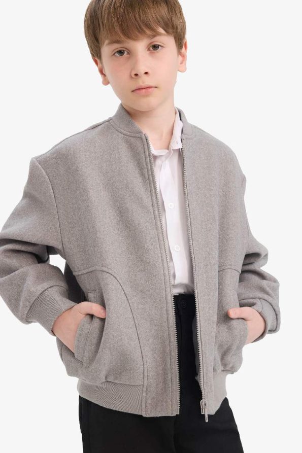 Boys' College Style Zip-Up Bomber Jacket