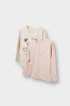 Girls' Long Sleeve Heart Print Crew Neck T-Shirt Set