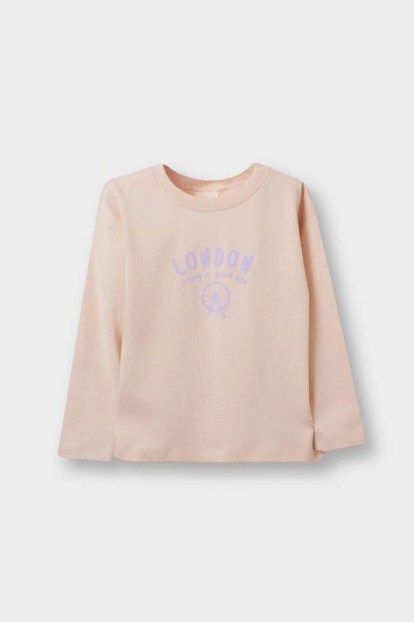 Girls' Long Sleeve Heart Print Crew Neck T-Shirt Set