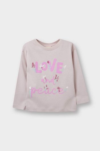 Girls' Printed Long Sleeve Crew Neck T-Shirt
