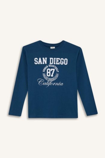 Boys' Printed Long Sleeve Crew Neck T-Shirt