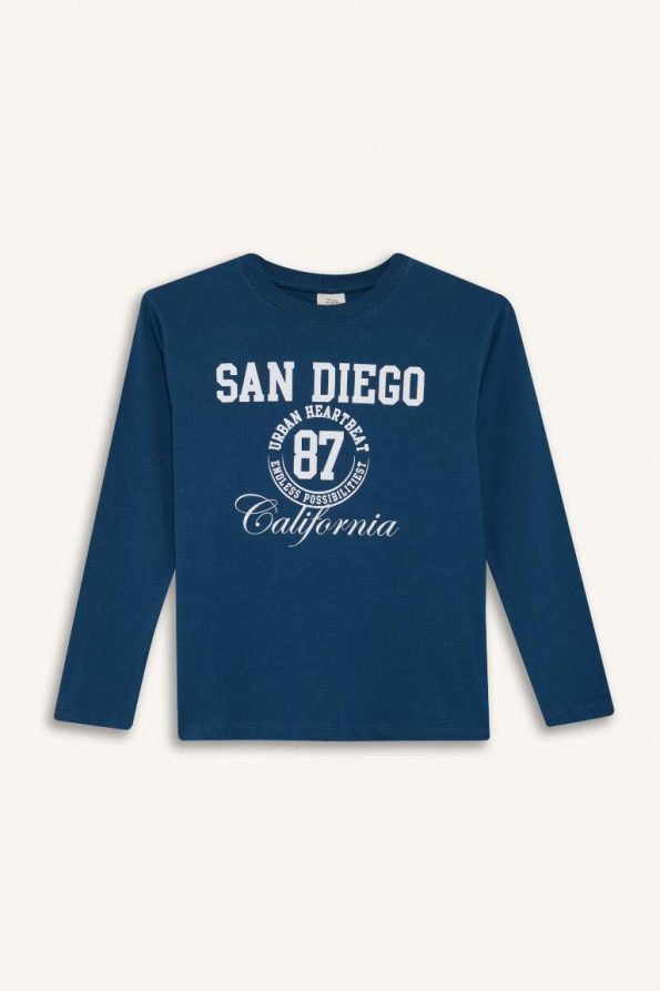 Boys' Printed Long Sleeve Crew Neck T-Shirt