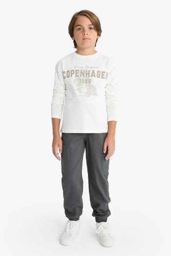 Boys' Printed Long Sleeve Crew Neck T-Shirt