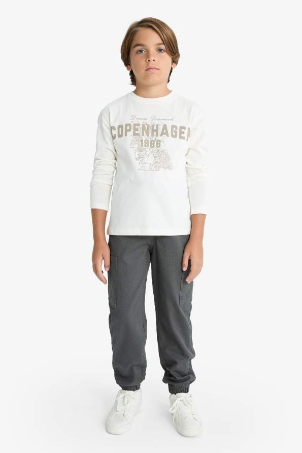Boys' Printed Long Sleeve Crew Neck T-Shirt
