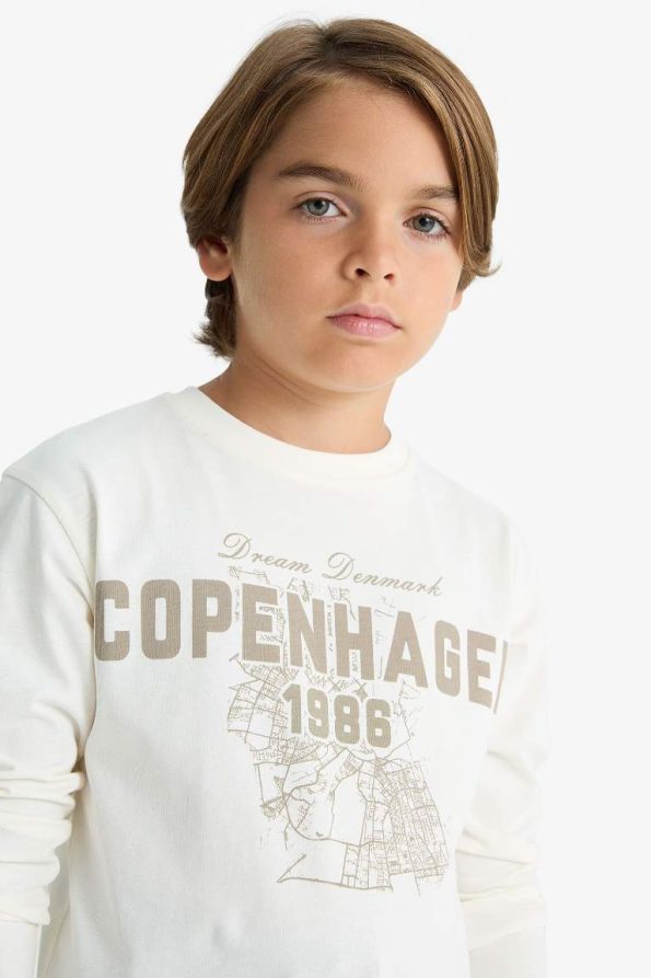 Boys' Printed Long Sleeve Crew Neck T-Shirt