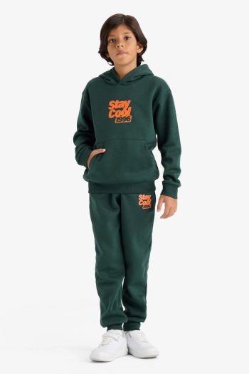 Boys' Hooded Printed Sweatshirt with Soft Fleece Lining