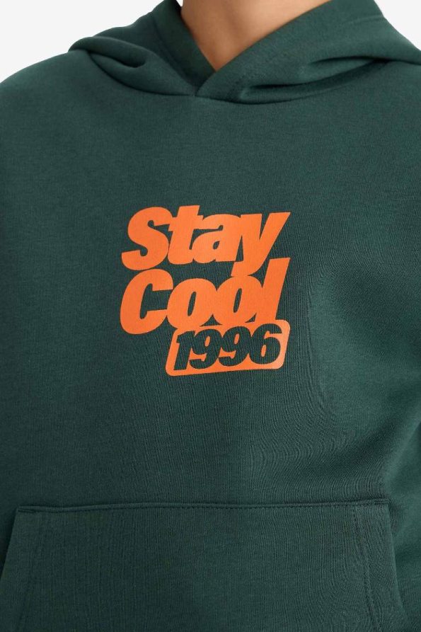 Boys' Hooded Printed Sweatshirt with Soft Fleece Lining