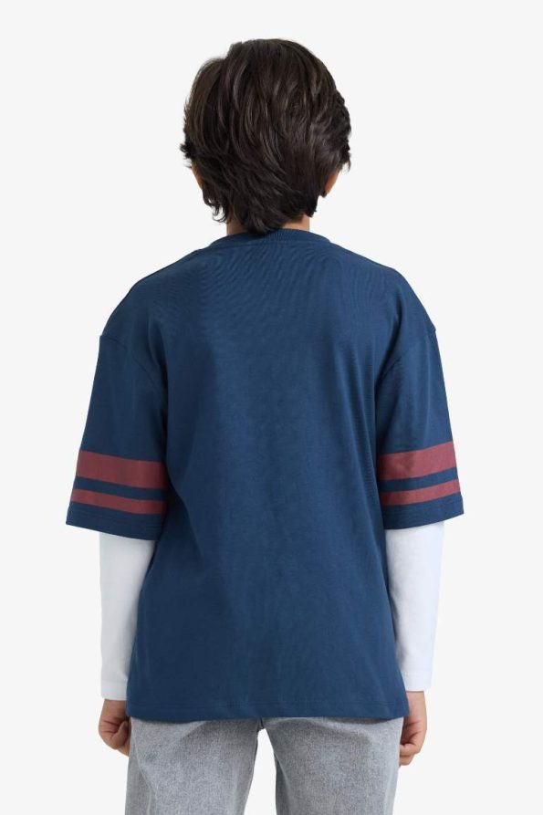 Boys' Oversized V-Neck Printed Long Sleeve T-Shirt
