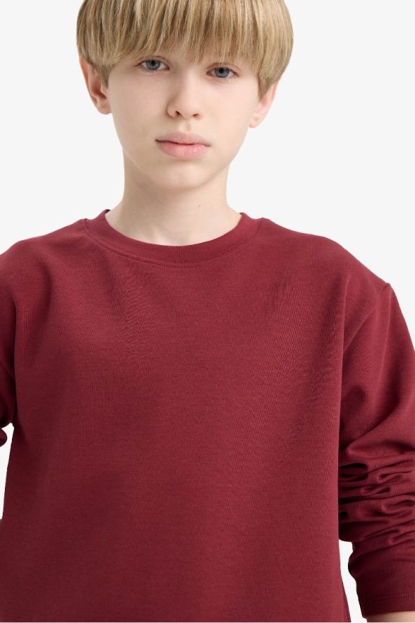 Boys' Basic Long Sleeve Crew Neck School T-Shirt