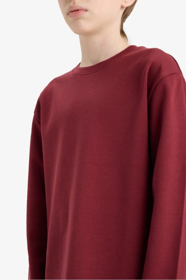 Boys' Basic Long Sleeve Crew Neck School T-Shirt