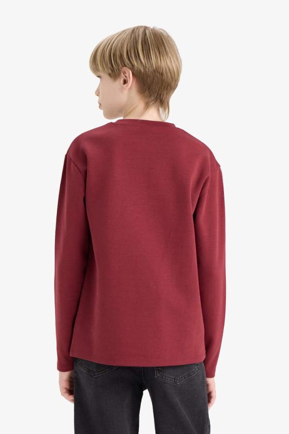 Boys' Basic Long Sleeve Crew Neck School T-Shirt